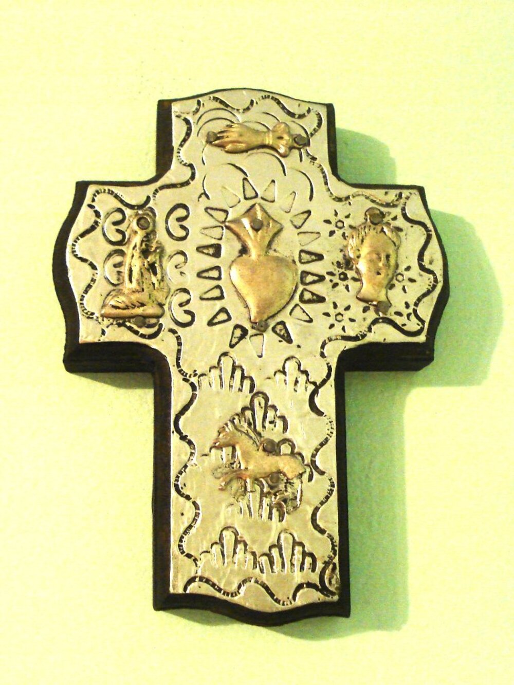 Vintage, Wooden Hand Carved, Milagro Cross